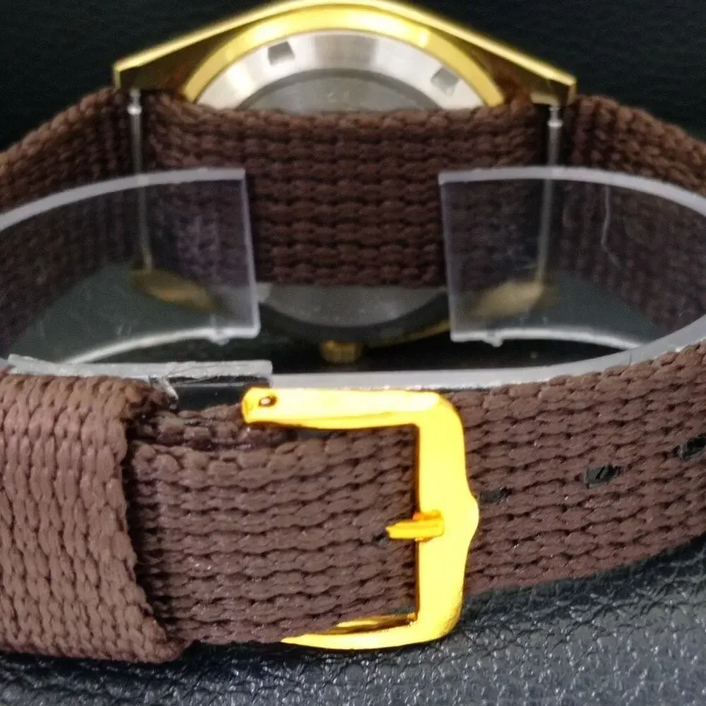 Vintage 1984 Citizen Automatic Mens Gold Watch W/daydate & Red accents